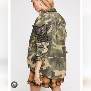 Freepeople embellished camo jacket